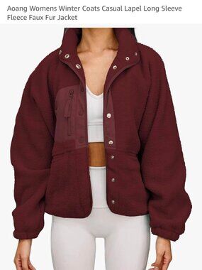 Aoang Womens Winter Coat Casual Lapel Long Sleeve Fleece Faux Fur Jacket